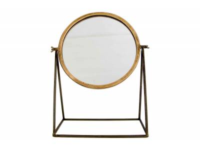 Spiegel On Foot Brass - Geelkoper 31,5x1 4xh40cm Metaal