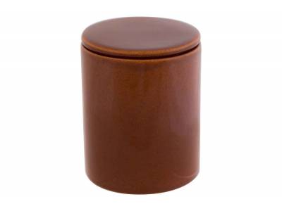 Doos Met Deksel Glazed Foodsafe Caramel 8x8xh10,5cm Rond Aardewerk