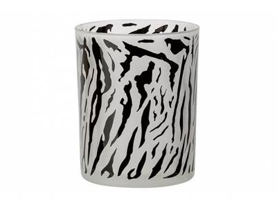 Theelichthouder Zebra Zwart-wit D10xh12c M Glas