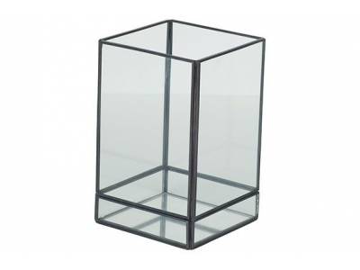 Lantaarn Mirror Grijs 10x10xh16cm Metaal -glas