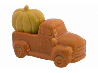 Vrachtwagen With Pumpkin Oranje 1 7,8x17,8xh10,5cm Langwerpig Keramiek