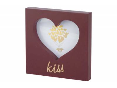 Fotokader Heart Kiss Bordeaux 15x15xh2cm  Hout