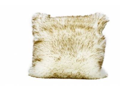 Kussen Long Faux Fur Brownwash Wit 45x45 Xh10cm Polyester