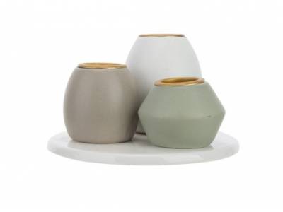 Bougoir 3p Multi-colore 12x12x7cm Ceramique