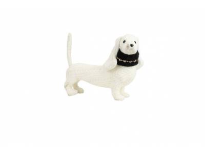 Hond Teckel Black Collar Wit 35x16xh28cm  Textiel