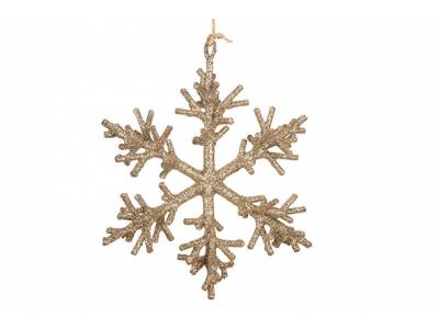 Hanger Twig Snowflake Glitter Champagne 16x16xh16cm Kunststof