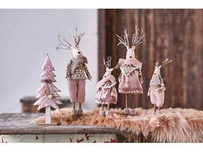 Kerstboom Fake Fur Roze 31x13xh4cm Ander E Hout