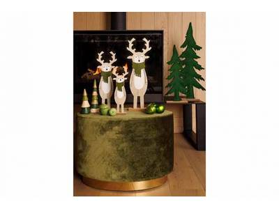 Kerstboom Goldy Green Multi-kleur 5,7x5, 7xh21cm Rond Hout