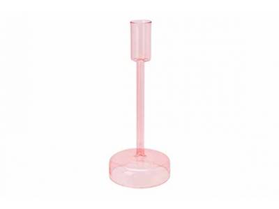 Kandelaar Roze D8xh20cm Glas 