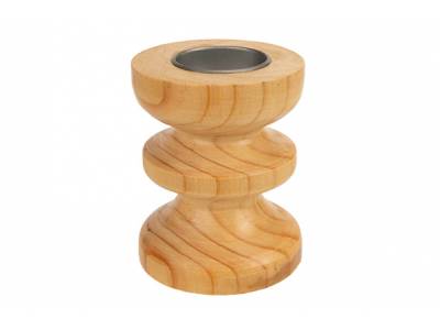 Theelichthouder Curves Natuur 8x8xh10cm Rond Hout