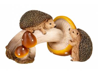 Egel Couple Mushrooms Bruin 21x14,5xh12, 5cm Resin