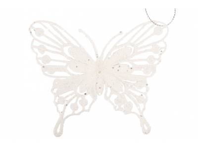 Vlinder Hanger Glitter Wit 10xh9cm 
