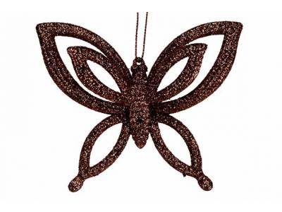 Hanger Butterfly Glitter Bruin 10x2,5xh8 ,5cm Kunststof