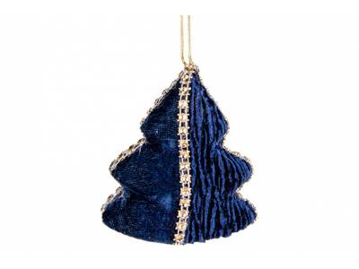 Hanger Velvet Gold Strass Xmas Tree Blau W 8x3xh8cm Kunststof