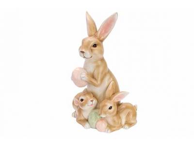 Beeld Rabbit Family Egg Multi-kleur 20x1 4xh30,5cm Polyresin