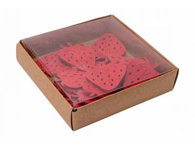 Strooideco Set24 Strawberries Rood 5cm H Out