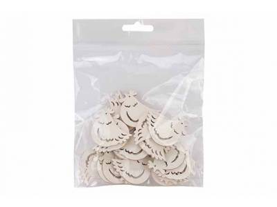 Strooideco Set24 Chickens Wit 4cm Hout 