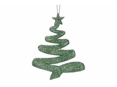 Hanger Kerstboom Glitter Groen 9,5xh12cm  Kunststof