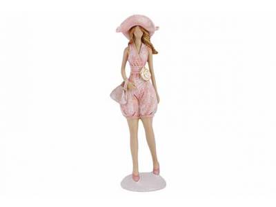 Dame Summer Dress Roze 5,5x5xh21,5cm Lan Gwerpig Polyresin