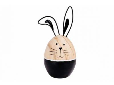 Konijn Metal Ears Egg Shape Zwart 8,5x8, 5xh18,5cm Andere Hout