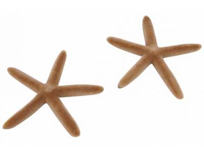 Strooideco Set2 Flocked Sea Star Beige D 6cm Kunststof