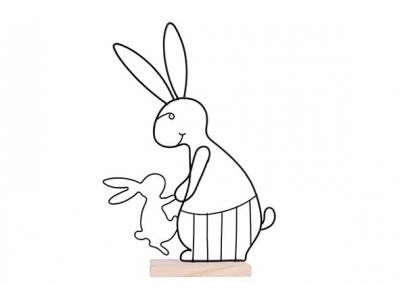 Konijn Baby Rabbit Wooden Stand Zwart 20 X4,5xh28cm Langwerpig Metaal