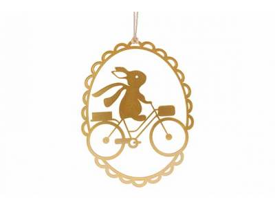 Hanger Rabbit On Bicycle Goud 25x,5xh18c M Ovaal Metaal