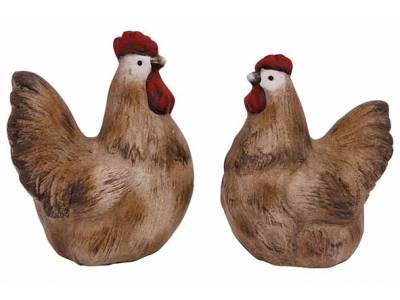 Beeld Ass2 Chicken-rooster Bruin 9,6x7xh 12,1cm Andere Dolomiet