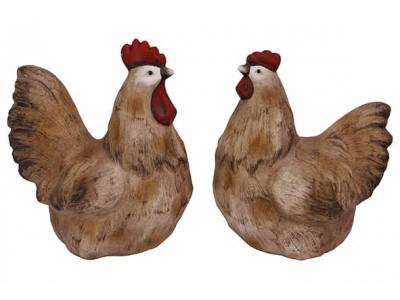Beeld Ass2 Chicken-rooster Bruin 17,8x12 ,3xh20,8cm Andere Dolomiet