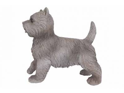 Hond Cairn Terrier Lichtgrijs 38x15,5xh3 5cm Langwerpig Resin