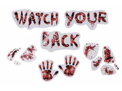 Decosticker Bloody Watch Your Back Rood 40xh18cm Pvc