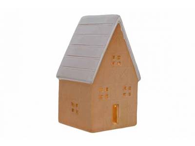 Huis Glazed-tc Led Incl. 2xlr44 Batt Terracotta 8,8x7,6xh14,7cm Aarde