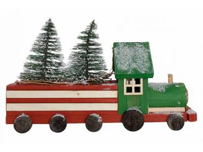 Kersttrein Rood Groen 40x10xh25cm Hout 