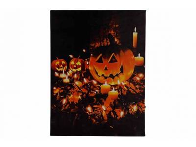 Canvas Pumpkin Candles Led 2aabat Not In Cl Multi-kleur 30x40xh1,8cm Rechthoek