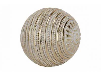 Bal Gold Washed Wit 10,5x10xh10,5cm Rond  Polyresin