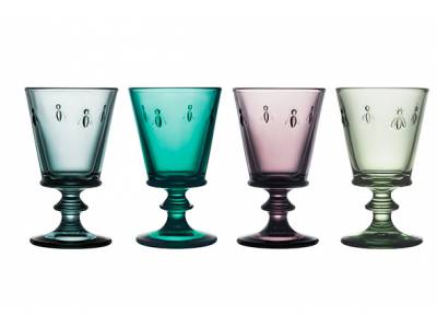Abeille Wijnglas 24cl Set4 D8,5xh14,1cm 4 Verschillende Kleuren