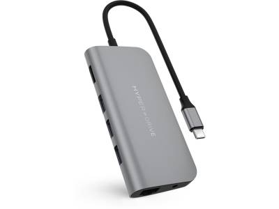 HyperDrive POWER 9-in-1 USB-C Hub voor iPad Pro, MacBook Pro/Air Grijs