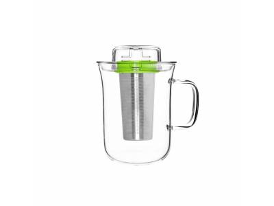 QDO Me Cup thee infuser met mok uit glas groen 400ml