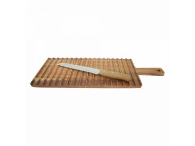 Set de planche à pain et couteau à pain en bois d'acacia