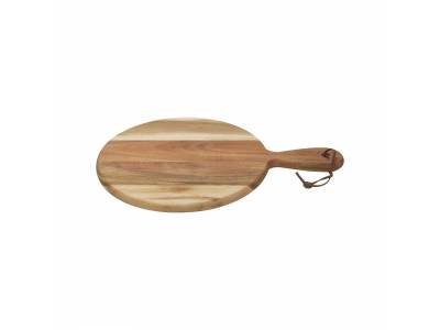 Planche à servir ronde avec poignée et fil en bois d'acacia 35x24.5x1.5cm