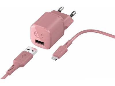 USB-A Charger 12W + Lightning Dusty Pink