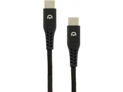 Nylon braided cable usb-c to usb-c 3a 1m. black