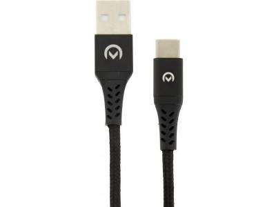 Nylon braided charge/sync cable usb-c 3a 2m. Black