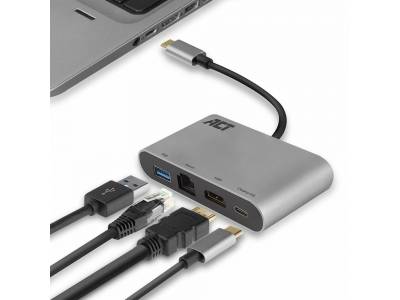USB-C naar HDMI multiport adapter met ethernet en USB hub