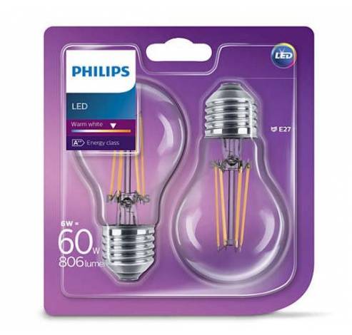 LED lamp 6W E27 Warm wit, niet-dimbaar  Philips