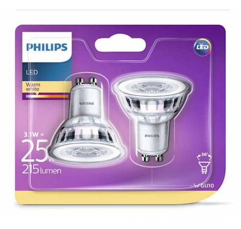 LED lamp 3,1W GU10 warm wit, niet-dimbaar  Philips