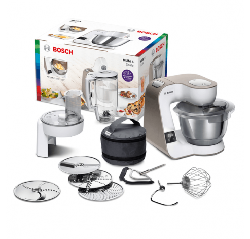 Serie 4 Keukenrobot met weegschaal MUM 5 1000 W Wit, Champagne  Bosch