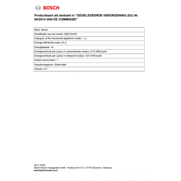 Bosch CBG7341B1 Zwart