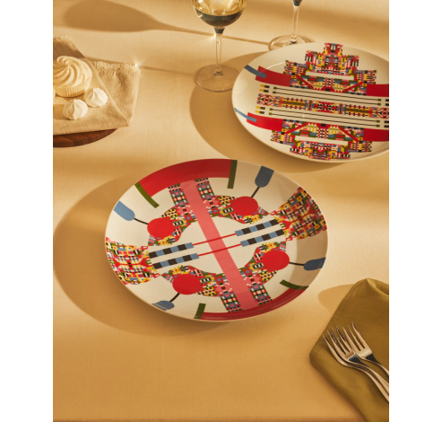 Holyhedrics Pastry plate in decorated porcelain.  Alessi