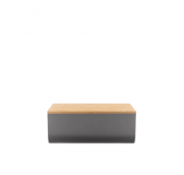 Mattina Bread box in steel coloured with epoxy resin, Dark Grey with cutting board in bamboo wood. 